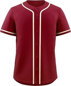 Maillot de baseball personnalisé pour homme, couleur bordeaux, manches courtes, boutons sur le devant, maille respirante, polyester, vêtements de sport, coupe régulière pour adulte - Product Image 1