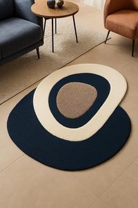 Alfombra de lana isométrica hecha a mano con contorno de bloques multinivel para oficina de diseño - Product Image 3