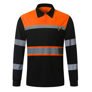 Men Reflective <b>Tape</b> Long Sleeve Polo Shirt High Vis Safety Workwear Roadwork & Industrial Construction Full Sleeve Polo Shirts - Product Image 1