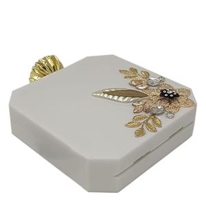 Classic Simple Resin Bridal Clutch Bag for Women with Removable Gold Chain Strap Marble Design - Product Image 2