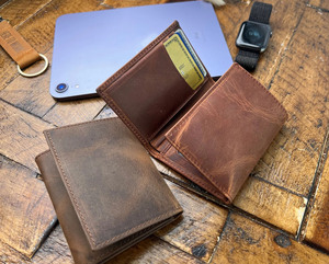 Minimalist Genuine Leather Tri Fold <b>Wallet</b> <b>Men</b> Custom Logo Small Real Cowhide Leather <b>Card</b> Holder Billfold LTW-0113 - Product Image 1
