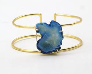 Bracelets ajustables en pierre Druzy naturelle avec argent allemand |   Bracelet manchette artisanal en pierre gemme Druzy |   Bijoux de mode pour femmes - Product Image 1