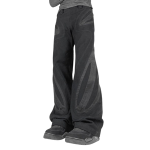 Jeans baggy pour hommes personnalisés Y2K avec coutures courbées, style streetwear, coupe ample, denim respirant de poids moyen, style décontracté d'automne - Product Image 3
