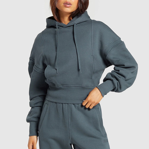 Nouvel Arrivage Sweat à Capuche Court Uni Personnalisé pour Femme, Style Décontracté Streetwear, Pull Oversize pour Femme - Product Image 4