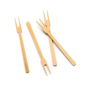 50-Pack 6" Bamboo Appetizer Forks – Eco-Friendly, <b>Compostable</b> Disposable Picks for Fruit, Parties, BBQ & Camping - Product Image 1