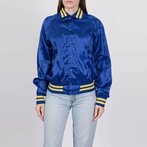 Veste varsity en coton bleu pour femme, coupe-vent, manches longues, col côtelé, longueur normale, style hiver, couleurs personnalisées, OEM - Product Image 6