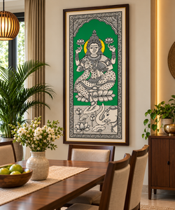 Peinture traditionnelle Kalamkari pour la décoration intérieure – Art mural indien fait main - Product Image 4