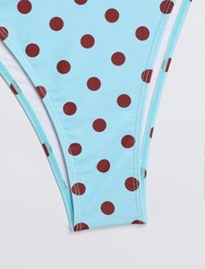 Ensemble bikini 2 pièces pour femme, maillot de bain à pois avec liens latéraux, fournisseur en gros - Product Image 3