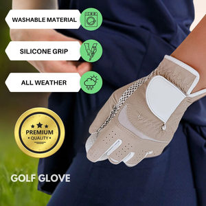 PU Golf <b>Gloves</b> Premium Non Slip Breathable <b>Moisture</b> Wicking Lightweight Hook Loop Closure UV Protection Raised Rubber Print Left - Product Image 5