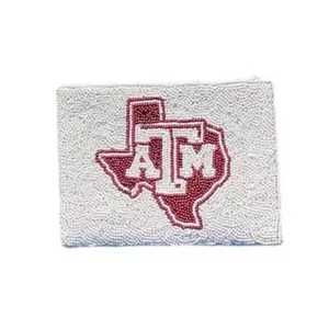 Texas A&M Embroidered <b>Coin</b> <b>Purse</b> White Zipper Closure Mini Unisex Simple Style - Product Image 1