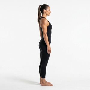 Ensemble de yoga sans couture pour homme, grande taille, composé d'un haut court et d'un legging taille haute, dos nageur, col rond, longueur intégrale, 2 pièces - Product Image 5