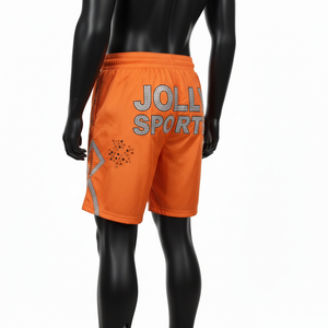 Shorts de Mujer de Alta Calidad, 210 GSM, Mezcla de Nailon, Paneles con Rayas en Tono Naranja, Transpirables, Logotipo Personalizado con Transferencia Térmica - Product Image 5