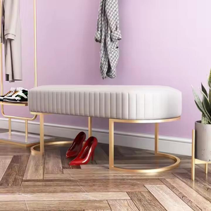 Metal Luxury Velvet Fabric Ottoman Modern Design Multi-Functional Wedding Living Room Furniture Indian Wholesaler <b>Poufs</b> - Product Image 2