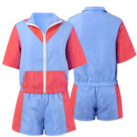 Ensemble short et coupe-vent à capuche color block personnalisé 2026 – Survêtement décontracté fonctionnel léger zippé pour homme en polyester/coton vierge