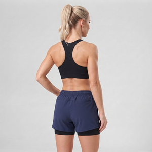 <b>Women's</b> Double Layer Athletic <b>Shorts</b> Drawstring Waist Yoga Workout <b>Compression</b> Inner Polyester <b>Shorts</b> Ladies Gym <b>Shorts</b> 2 in 1 - Product Image 5