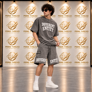 Custom Vintage Acid Wash <b>T</b> <b>Shirt</b> Shorts Set Men Oversized Heavyweight Cotton Distressed Streetwear Unisex Two Piece Outfit - Product Image 2