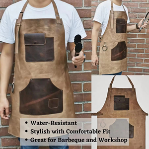 Delantal de Carnicero Personalizado de Cuero de Grano Superior, Acabado Crazy Horse con Aceite, Herrajes de Latón, Transpirable, Cómodo, Unisex, para Restaurante y Bar - Product Image 2