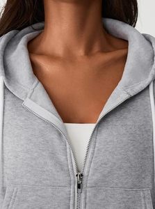 Sudadera Corta con Capucha para Mujer, Manga Larga, Tejida, Lisa, Informal, Transpirable, para Invierno, con Cremalleras, Poliéster, Estampado Digital - Product Image 3