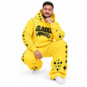 Ensemble survêtement molletonné oversize pour homme avec imprimé personnalisé et strass, style streetwear, deux pièces, vente en gros OEM - Product Image 5