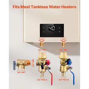 3/4 Inch <b>Tankless</b> <b>Water</b> <b>Heater</b> Service Valve Kit 2pcs 3/4\" NPT 3/4\" PEX-B Isolation Valves Pressure Relief <b>Water</b> <b>Heaters</b> - Product Image 4