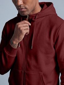 Men Hooded Tracksuit <b>Full</b> <b>Zip</b> Solid Maroon Casual <b>Sweatshirt</b> And Pants Set Regular Fit Midweight Cotton Autumn Wear - Product Image 6