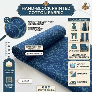 Blue Carded Woven Dobby Cotton Silk Screen Printed Abrasion-Resistant <b>Fabric</b> for Apparel Dresses Scarves Home Decor Wholesale - Product Image 6