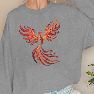 Sudaderas informales de punto con estampado de fénix abstracto para mujer con tonos de fuego - Product Image 3