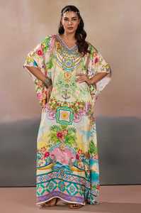 Hot Sale Designer Turkish Style <b>Kaftan</b> Kurta Women Polyester Handmade Batwing Sleeves Regular Fit Flared Hem Short Party V Neck - Product Image 5