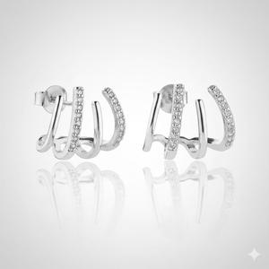 Boucles d'oreilles clous fantaisie style Ear Climber en or massif 10K avec serti griffe et diamant de laboratoire, boucles d'oreilles clous minimalistes et audacieuses, cadeau d'anniversaire - Product Image 5