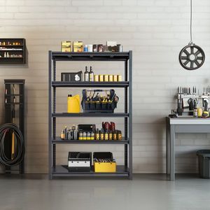 Scaffalature da Garage Regolabili in Altezza 78 Pollici, 5 Ripiani, Capacità 2200 Libbre, Organizzatore Metallico per Stoccaggio, Scaffali Utilitari Larghi per Magazzino - Product Image 2