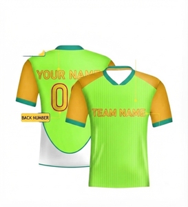 Customizable 100% Polyester V-Neck Short Sleeve Soccer Jersey Heat-Transfer Printing Breathable Mesh Fabric Custom Team <b>Name</b> - Product Image 1