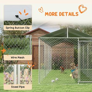 Grande Gabbia per Cani in Rete Metallica per Tutte le Razze, 20FT X 8FT, Tetto Argentato Impermeabile e Resistente ai Raggi UV - Product Image 6