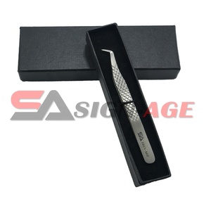 Pinzas de extensión de pestañas de Color personalizadas Pinzas de pestañas de volumen de Punta puntiaguda de acero inoxidable en forma de L - Product Image 2