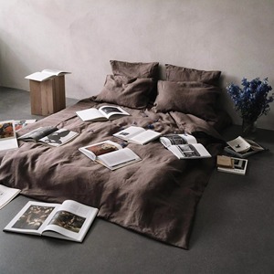 Ensemble de housse de couette en lin français lavé à la pierre, 3 pièces, taille Queen, ensembles de housses de couette personnalisées - Product Image 1