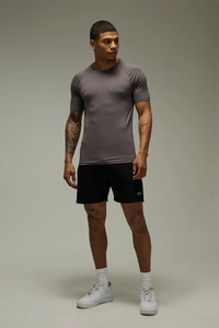 Camiseta deportiva de manga corta para hombre, ajustada, para gimnasio, entrenamiento muscular, compresión, cuello redondo, fitness, top ajustado para hombre - Product Image 5