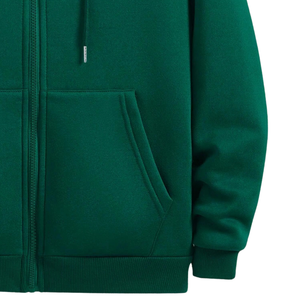 Sweat-shirt à capuche zippé en molleton vert pour homme, coupe ample, avec poche, pour l'automne et l'hiver - Product Image 4