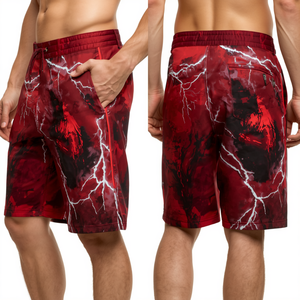 Pantalones Cortos Estampados para Hombre con Diseño Inspirado en el Trueno y Estilo Urbano Moderno - Product Image 4