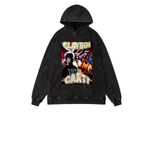 Sudadera con capucha ecológica de lana para hombre de estilo Punk lavado con ácido OEM al por mayor, Jersey hecho en fábrica, logotipo personalizado bordado de invierno - Product Image 2