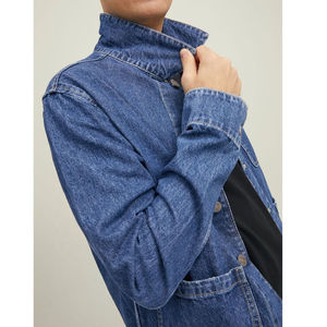 High Quality Jeans Jacket Solid Color Casual Jeans Jacket <b>Covered</b> <b>Button</b> Men Jeans Jacket - Product Image 3