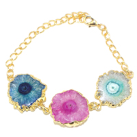 Bracelet chaîne ajustable en or 24 carats plaqué or, pierre précieuse naturelle de quartz solaire, mode intemporelle, bijoux pour femmes et filles, vente en gros