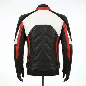 Chaqueta de Motociclista de Cuero para Hombre, Manga Larga, con Bloques de Color, Resistente al Viento, para Todas las Estaciones, Estilo Adulto - Product Image 3