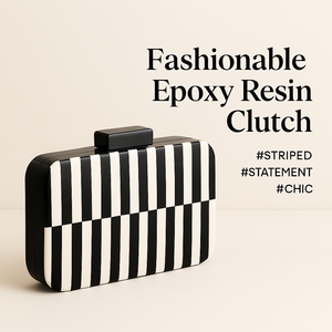 Pochette de soirée de luxe faite à la main en bois et résine, durable et écologique, avec incrustation géométrique, sac à bandoulière avec chaîne, logo personnalisé - Product Image 1