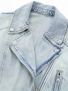 Women Autumn Winter <b>Denim</b> <b>Coat</b> Lapel Long Sleeve Short Jackets Lady Loose Streetwear Women Jacket - Product Image 3