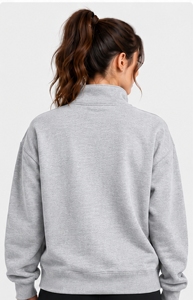 เสื้อสเวตเชิ้ตผู้หญิงแบบคอตั้ง แขนยาว สีเทาเฮเทอร์ ผ้าฝ้าย สวมใส่สบาย - Product Image 2