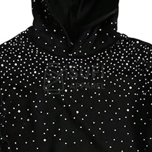 Sudadera con Capucha Extra Grande de Punto Forrada para Invierno con Pedrería Brillante y Logotipo Frontal, Cómoda y Llamativa, de Poliéster/Algodón - Product Image 2
