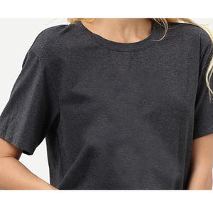 T-shirt court pour femme tendance, en coton délavé personnalisé, col rond, manches courtes, respirant, prix abordable, OEM - Product Image 5