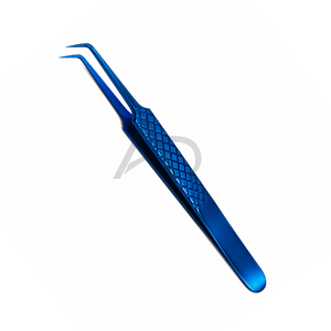 Pince à épiler à angle de 90 degrés en acier inoxydable pour extensions de cils, forme en L, motif diamant, logo personnalisé - Product Image 5