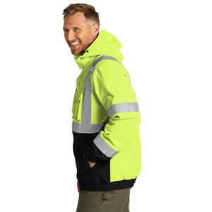 Chaqueta de Trabajo con Capucha Reflectante Personalizada, de Alta Visibilidad, Impermeable, Transpirable, con Luz LED Intermitente, para Guardias de Seguridad en Invierno - Product Image 3