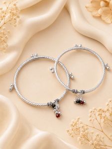 Fashion Silver Foot <b>Anklet</b> with Hanging <b>Bead</b> Charms for Women - Product Image 2