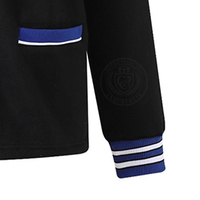 Cardigan noir pour femme à rayures bleues et blanches en coton molletonné, broderie lettre Zeta Phi B, col en V, manches longues, style preppy